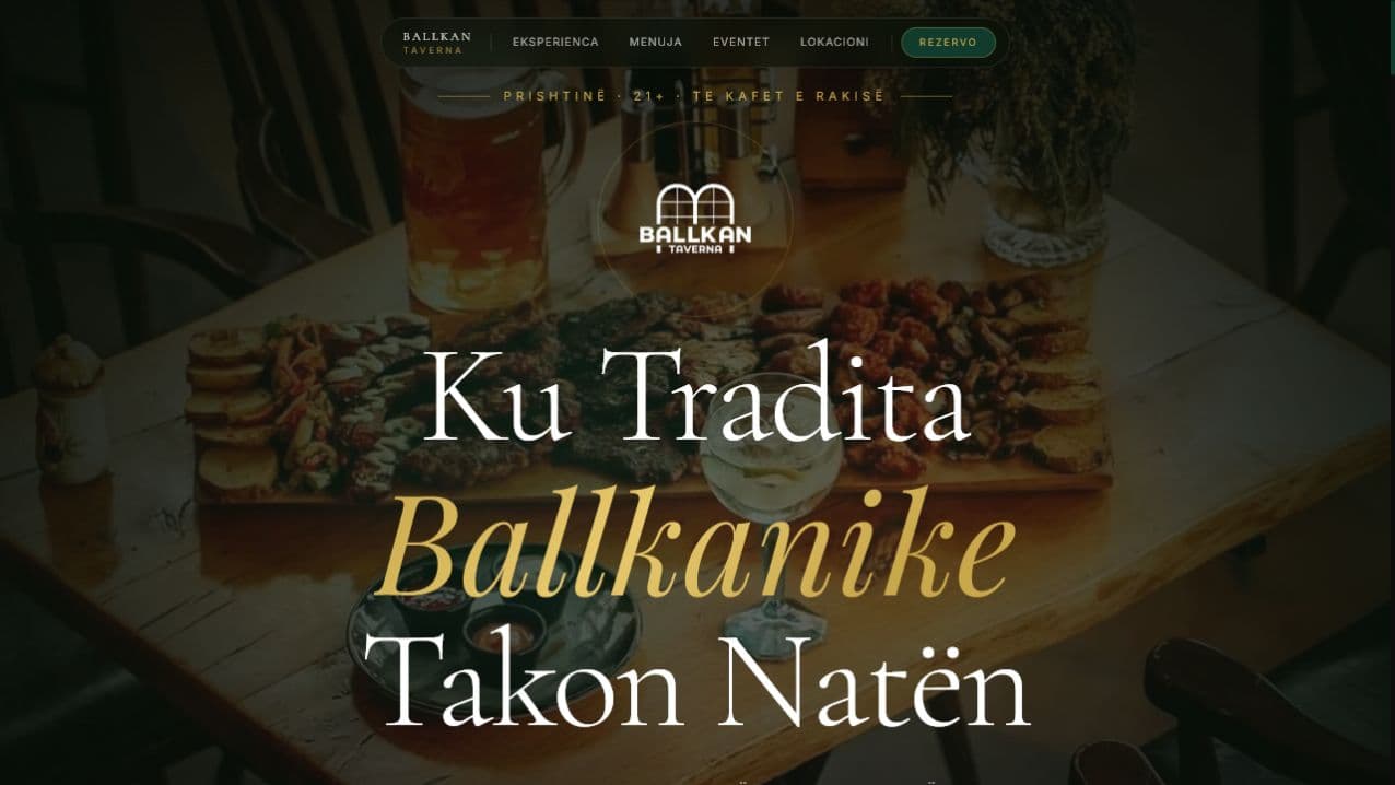 Ballkan Taverna homepage designed by webprishtina