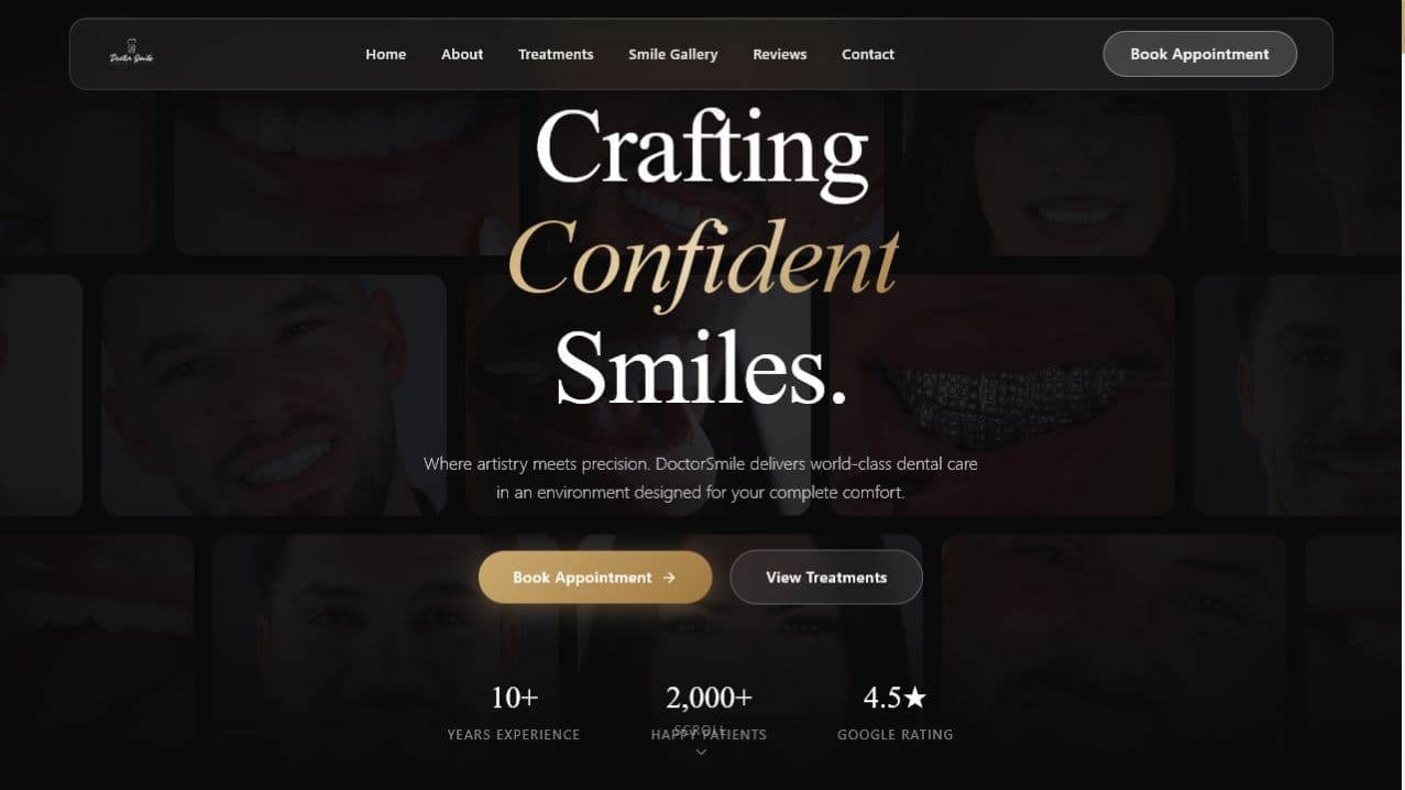 Doctor Smile homepage designed by webprishtina