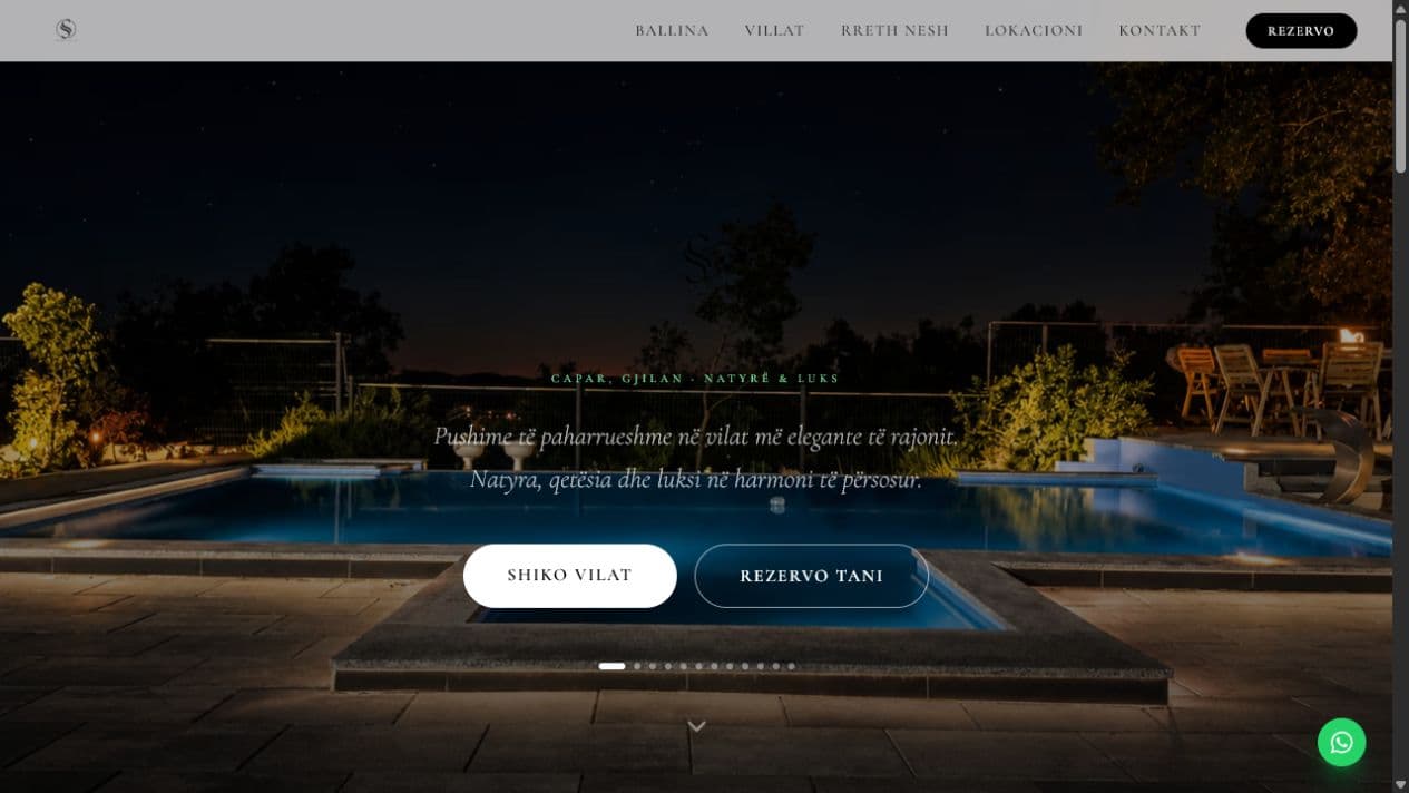 SSunset Villas homepage designed by webprishtina
